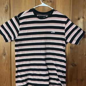 Black and Pink Striped T-Shirt (Size L)